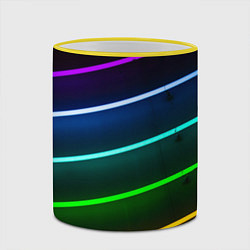 Кружка 3D Неоновые разноцветные фонари - Голубой и зелёный, цвет: 3D-желтый кант — фото 2