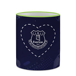 Кружка 3D Лого Everton в сердечке на фоне мячей, цвет: 3D-светло-зеленый кант — фото 2