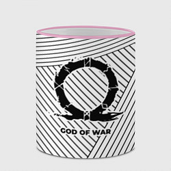 Кружка 3D Символ God of War на светлом фоне с полосами, цвет: 3D-розовый кант — фото 2