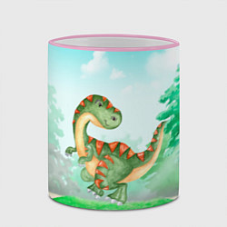 Кружка 3D Маленький Динозаврик, цвет: 3D-розовый кант — фото 2