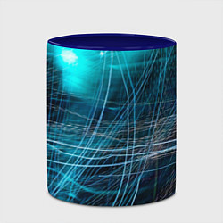 Кружка 3D Неоновые волны и линии - Голубой, цвет: 3D-белый + синий — фото 2