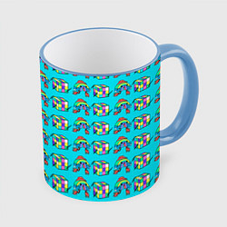 Кружка 3D RAINBOW AND CUBE, цвет: 3D-небесно-голубой кант
