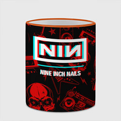 Кружка 3D Nine Inch Nails Rock Glitch, цвет: 3D-оранжевый кант — фото 2