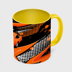 Кружка 3D Vintage Tron Ретро-автомобиль, цвет: 3D-белый + желтый