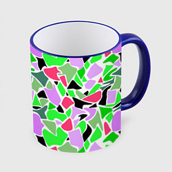 Кружка 3D Abstract pattern green pink spots, цвет: 3D-синий кант