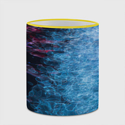 Кружка 3D Неоновые волны на воде - Синий, цвет: 3D-желтый кант — фото 2