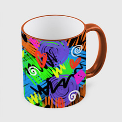 Кружка 3D Яркий геометрический принт, цвет: 3D-оранжевый кант