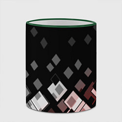 Кружка 3D Geometric pattern черно-коричневый узор Ромбы, цвет: 3D-зеленый кант — фото 2