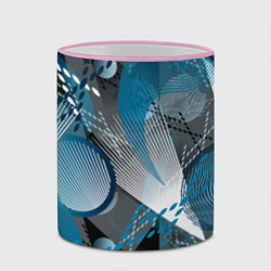 Кружка 3D Абстрактный серо-синий принт, цвет: 3D-розовый кант — фото 2