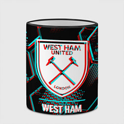 Кружка 3D West Ham FC в стиле Glitch на темном фоне, цвет: 3D-черный кант — фото 2