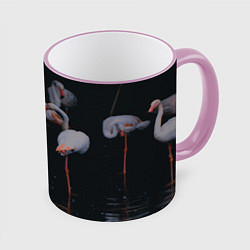 Кружка 3D Фламинго - вода, цвет: 3D-розовый кант