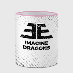Кружка 3D Imagine Dragons с потертостями на светлом фоне, цвет: 3D-розовый кант — фото 2