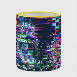 Кружка 3D Ночной город - glitch, цвет: 3D-желтый кант — фото 2