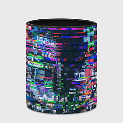 Кружка 3D Ночной город - glitch, цвет: 3D-белый + черный — фото 2