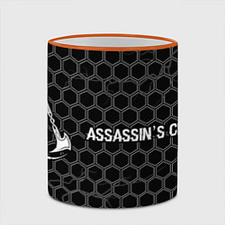 Кружка 3D Assassins Creed Logo Glitch на темном фоне, цвет: 3D-оранжевый кант — фото 2
