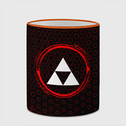 Кружка 3D Символ Zelda и краска вокруг на темном фоне, цвет: 3D-оранжевый кант — фото 2
