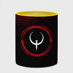 Кружка 3D Символ Quake и краска вокруг на темном фоне, цвет: 3D-белый + желтый — фото 2
