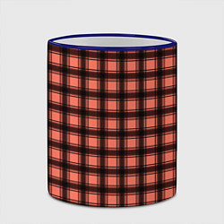Кружка 3D Оранжево-черный клетчатый узор, цвет: 3D-синий кант — фото 2