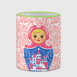 Кружка 3D Матрешка в узорах, цвет: 3D-светло-зеленый кант — фото 2