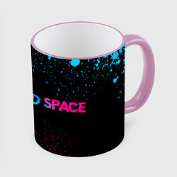Кружка 3D Dead Space - neon gradient: надпись и символ, цвет: 3D-розовый кант