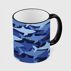 Кружка 3D Акулий камуфляж - паттерн, цвет: 3D-черный кант