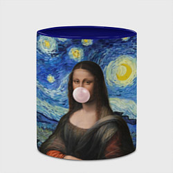 Кружка 3D Мона Лиза Приколы - Звездная ночь, цвет: 3D-белый + синий — фото 2