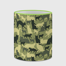 Кружка 3D Кошачий камуфляж в зеленой гамме, цвет: 3D-светло-зеленый кант — фото 2