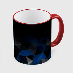 Кружка 3D Черно-синий геометрический, цвет: 3D-красный кант