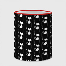 Кружка 3D Чёрные Коты С Клубками Шерсти, цвет: 3D-красный кант — фото 2