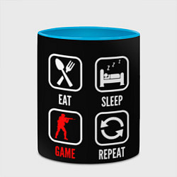 Кружка 3D Eat, sleep, Counter Strike, repeat, цвет: 3D-белый + небесно-голубой — фото 2