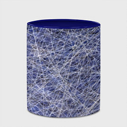 Кружка 3D Паттерн из хаотичных линий - экспрессия, цвет: 3D-белый + синий — фото 2