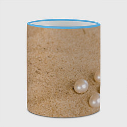 Кружка 3D Белый жемчуг на песке, цвет: 3D-небесно-голубой кант — фото 2