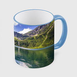 Кружка 3D Прозрачное горное озеро, цвет: 3D-небесно-голубой кант