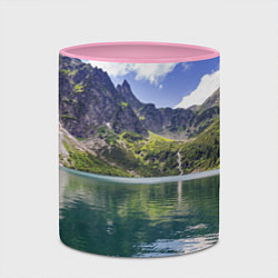 Кружка 3D Прозрачное горное озеро, цвет: 3D-белый + розовый — фото 2