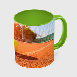 Кружка 3D Теннис - рассвет, цвет: 3D-белый + светло-зеленый
