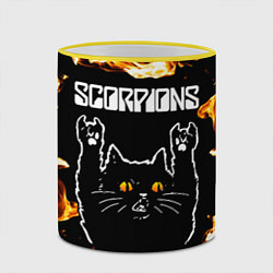 Кружка 3D Scorpions рок кот и огонь, цвет: 3D-желтый кант — фото 2