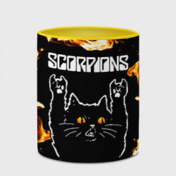 Кружка 3D Scorpions рок кот и огонь, цвет: 3D-белый + желтый — фото 2
