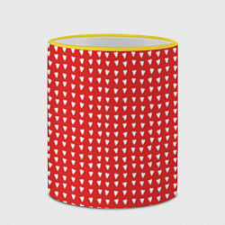 Кружка 3D Красные сердечки паттерн, цвет: 3D-желтый кант — фото 2