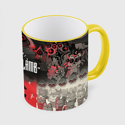 Кружка 3D Cult of the lamb ритуал, цвет: 3D-желтый кант