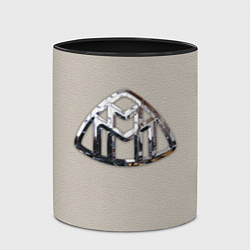 Кружка 3D Maybach логотип на серой коже, цвет: 3D-белый + черный — фото 2