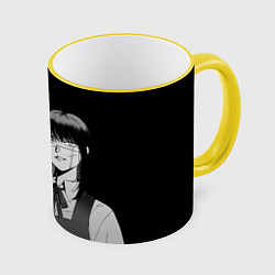 Кружка 3D Человек-бензопила : Аса Митака, цвет: 3D-желтый кант