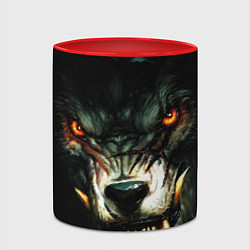 Кружка 3D Злой волк с длинными клыками, цвет: 3D-белый + красный — фото 2