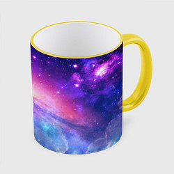 Кружка 3D Космическая воронка, цвет: 3D-желтый кант