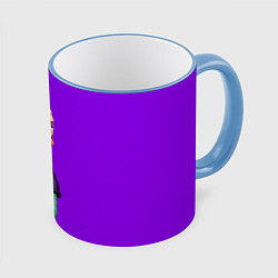 Кружка 3D Lil Peep На Фиолетовом Фоне, цвет: 3D-небесно-голубой кант