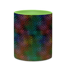 Кружка 3D Неоновый сетчатый узор, цвет: 3D-белый + светло-зеленый — фото 2