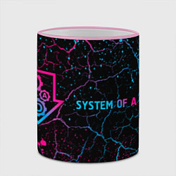 Кружка 3D System of a Down - neon gradient: надпись и символ, цвет: 3D-розовый кант — фото 2