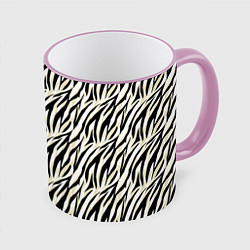 Кружка 3D Тигровый полосатый узор-черные, бежевые полосы на, цвет: 3D-розовый кант