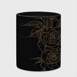 Кружка 3D Элегантные розы на черном фоне, цвет: 3D-белый + черный — фото 2