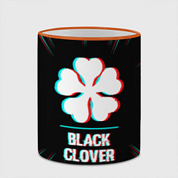 Кружка 3D Символ Black Clover в стиле glitch на темном фоне, цвет: 3D-оранжевый кант — фото 2