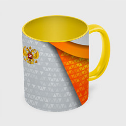 Кружка 3D Orange & silver Russia, цвет: 3D-белый + желтый